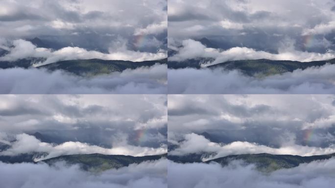 云南香格里拉梅里雪山飞来寺高空航拍