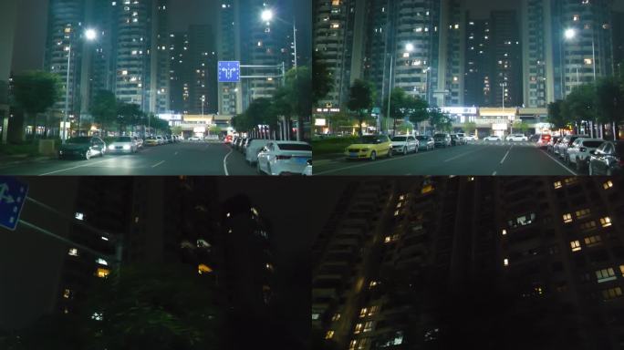 夜晚城市灯火，住宅