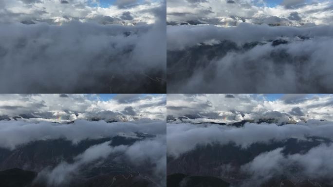 云南香格里拉梅里雪山飞来寺高空航拍