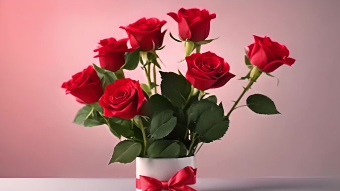 红色玫瑰花花瓶礼品情人节520