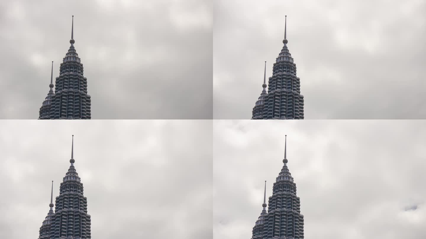 白天多云的天空吉隆坡城著名的塔俯瞰全景4k延时马来西亚