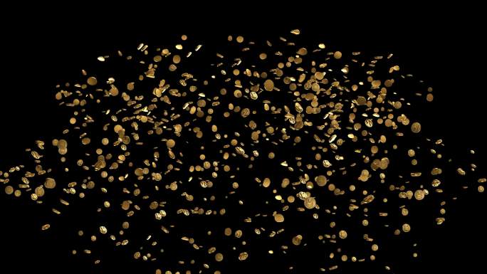 4K金币粒子洒落喷出透明素材