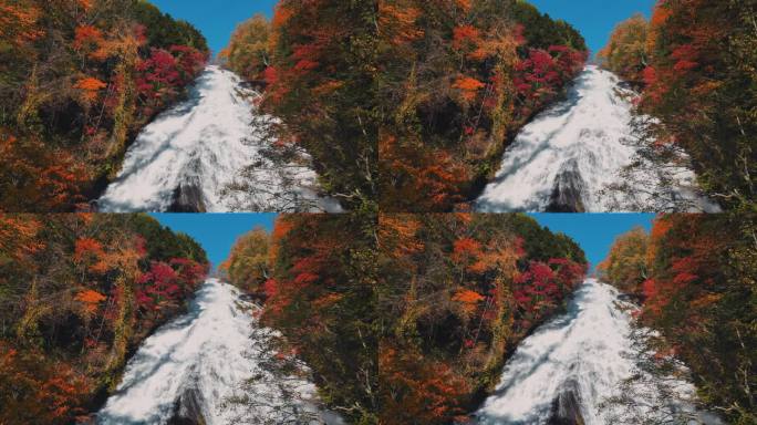 日本日光秋天的瀑布