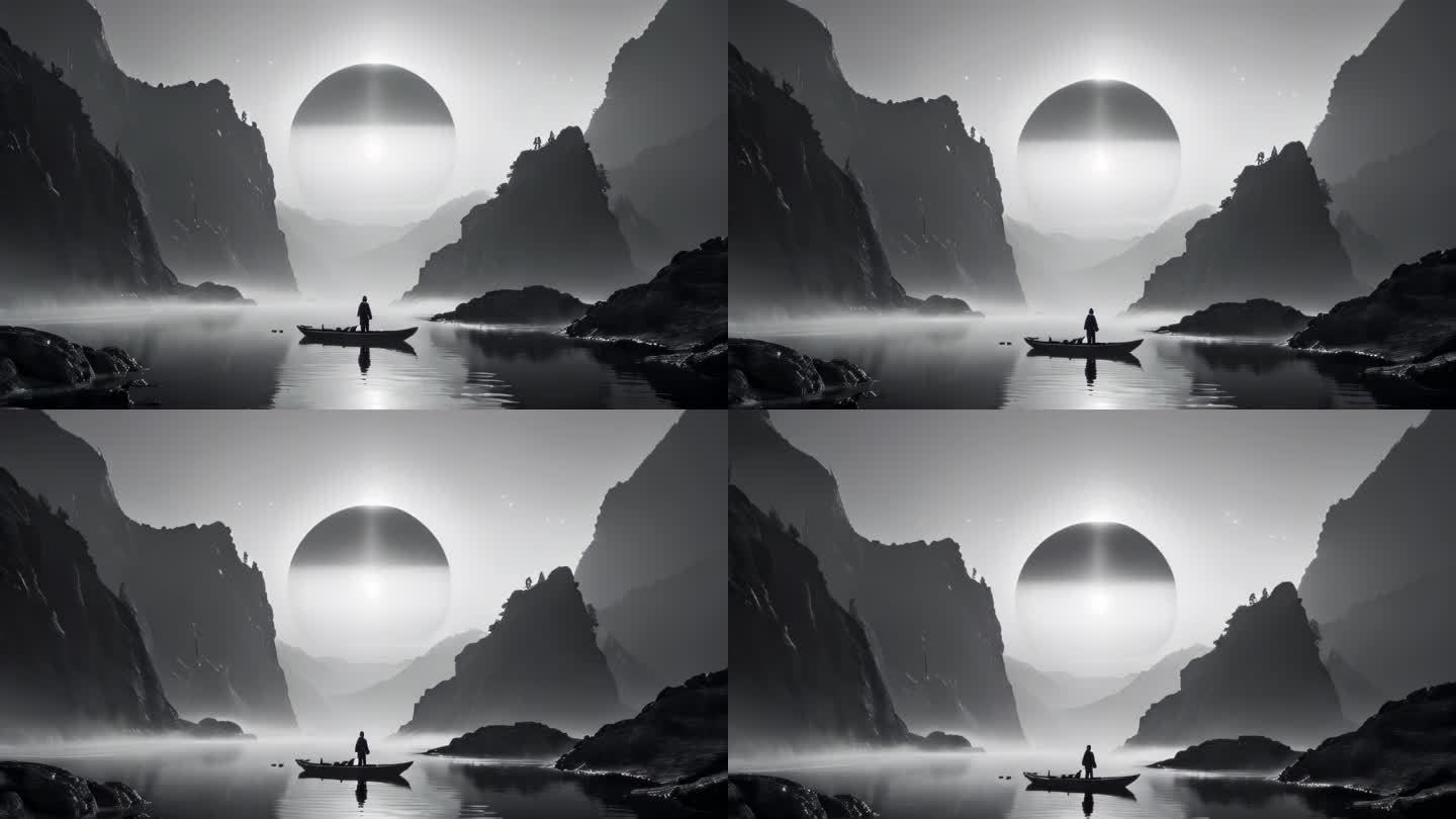 中国风水墨山川山水动画