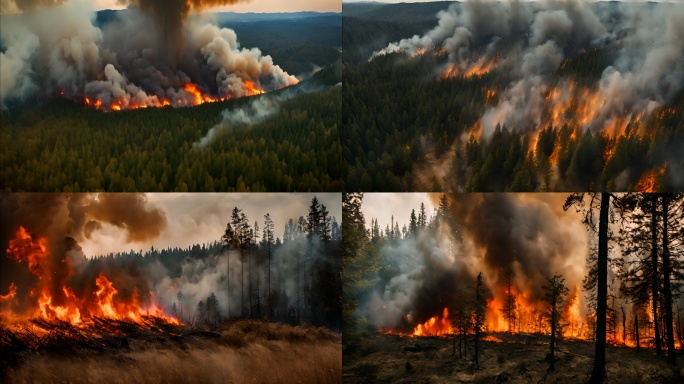 森林火灾航拍 4K