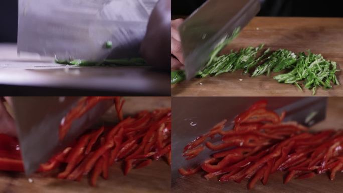 厨师切菜 青红椒 高帧 切菜 做饭 料理