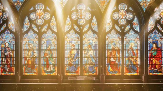 6K彩色玻璃教堂LED大屏背景动画