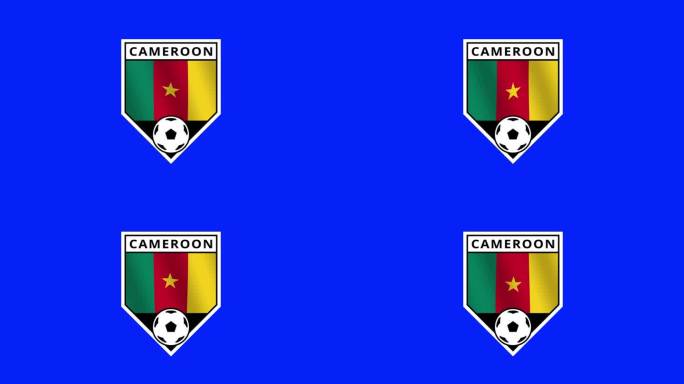 喀麦隆盾形足球徽章与挥舞的旗帜