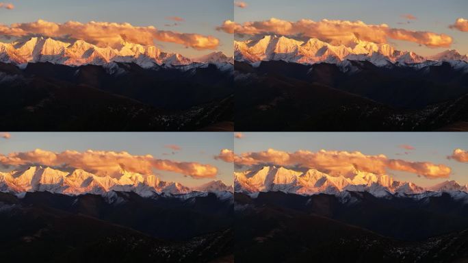 四川甘孜州木雅神山贡嘎神山雪山高空航拍