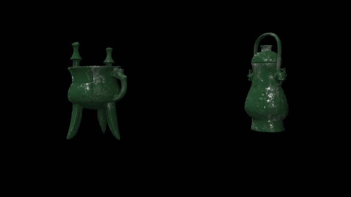 4个中式鼎青铜器文物模型