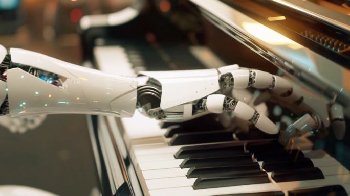 机器人弹钢琴4K