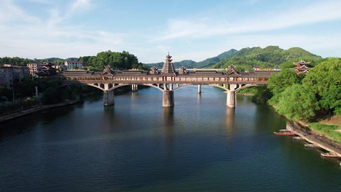 【4K航拍】靖州江东风雨桥