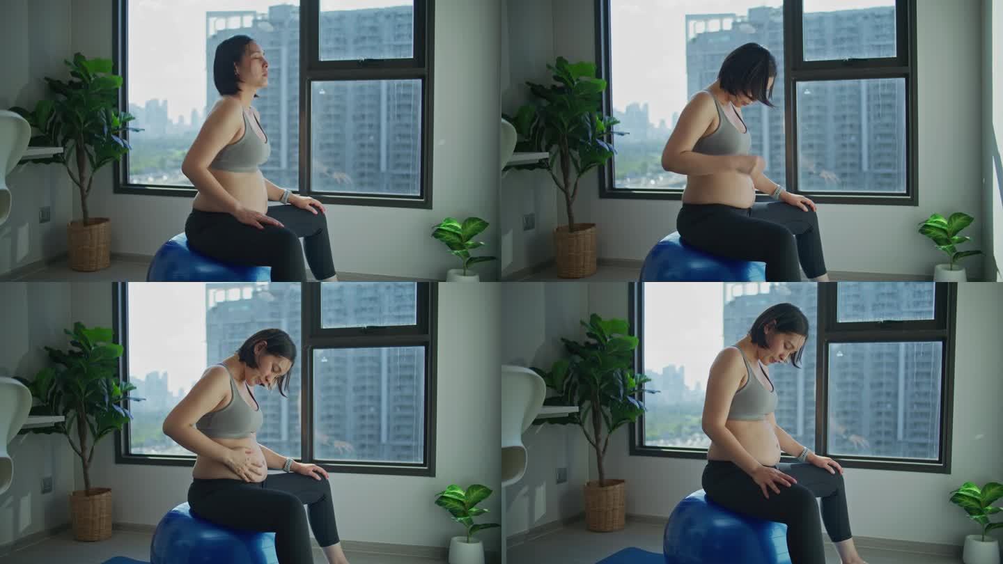 孕妇在家锻炼孕妇瑜伽球孕妇瑜伽