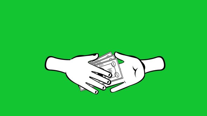 视频中绘制的动画黑白图标手付钞票现金