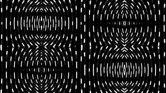 抽象的弯曲的黑暗管与移动的长灯在黑色的背景。设计。灯泡的技术模式
