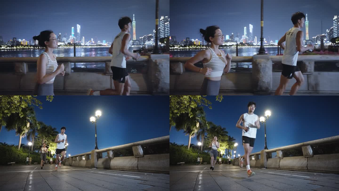【4k电影机】广州夜景男女跑步