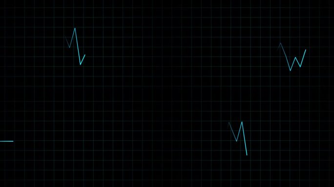 心率监测仪心电图美丽的蓝色明亮的发光设计在黑色背景上循环。