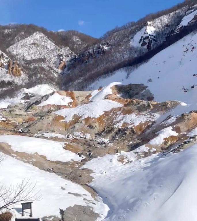 地狱谷(地狱谷)，北海道热气腾腾的火山，温泉。