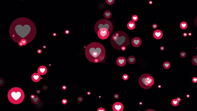 心形像标志在4K视频格式。社交媒体表情符号喜欢按钮，爱，反应情感图标动画。社交媒体图标符号动画与Al