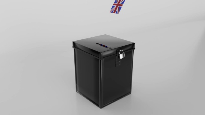英国投票箱与动画英国国旗选票