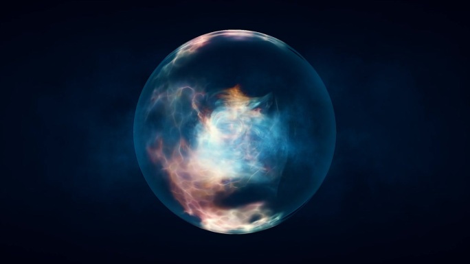 玻璃能源未来魔法圆球液体等离子球。抽象的背景。视频在高品质的4k，运动设计
