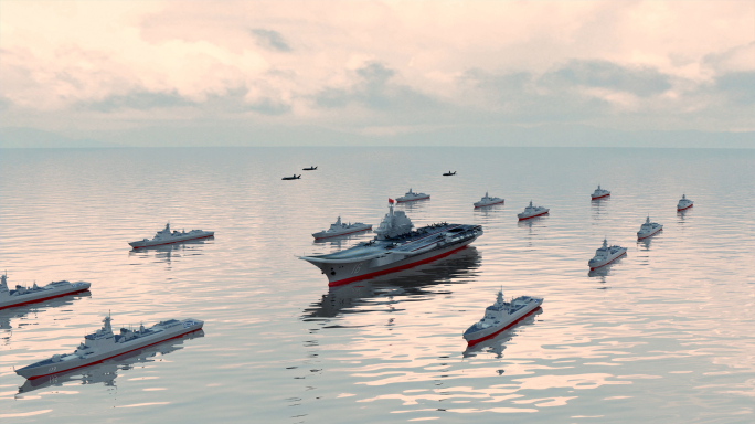 4k人民海军航母舰队三维动画视频