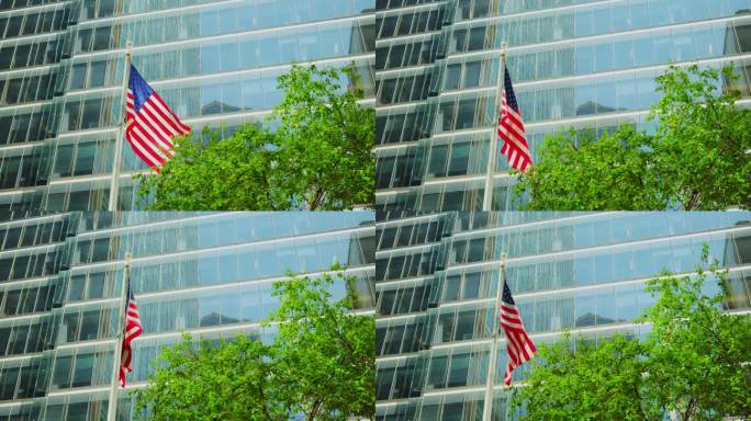 活动开始前，美国国旗在塔楼上飘扬。