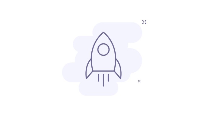 太空火箭2d动画轮廓图标。太空火箭线图标4k视频运动设计图形的网页，移动和UI设计。