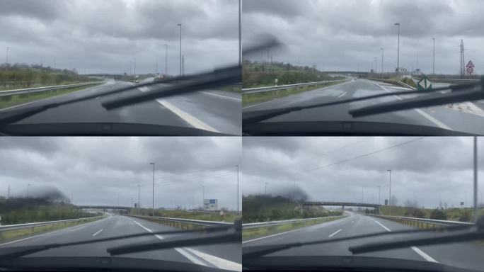下雨天在高速公路上开车