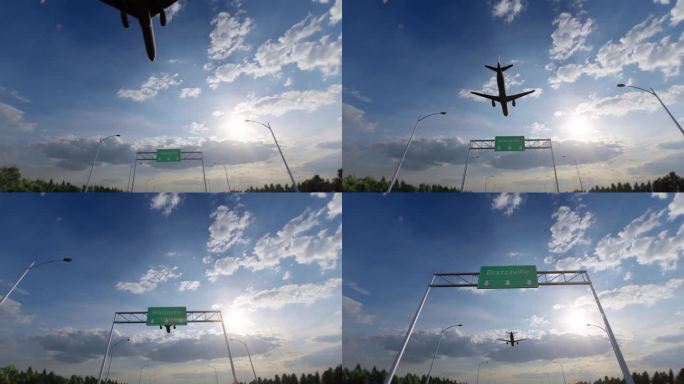 布拉柴维尔城市道路标志-飞机抵达布拉柴维尔机场前往刚果