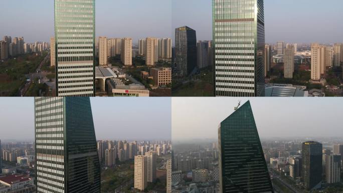 中企联合大厦慢慢升高环绕航拍高清视频