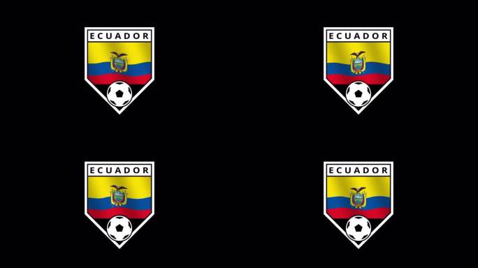 厄瓜多尔盾形足球徽章，带有一面飘扬的旗帜