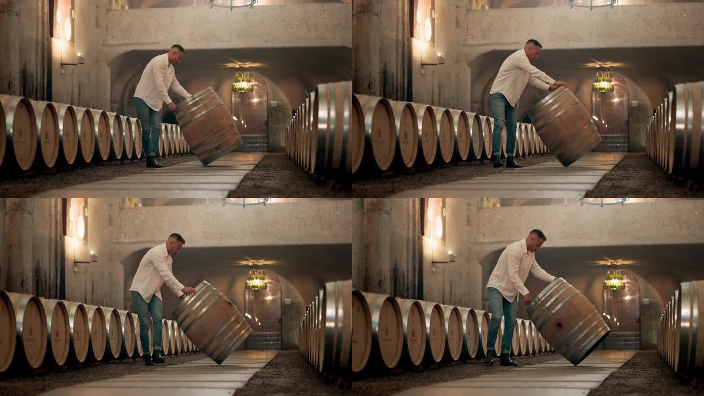 酒、木桶和酒窖中的人用于葡萄酒的生产、制造和熟酒。商业，葡萄园和人滚容器传统酒厂，饮料和饮料在酿酒厂