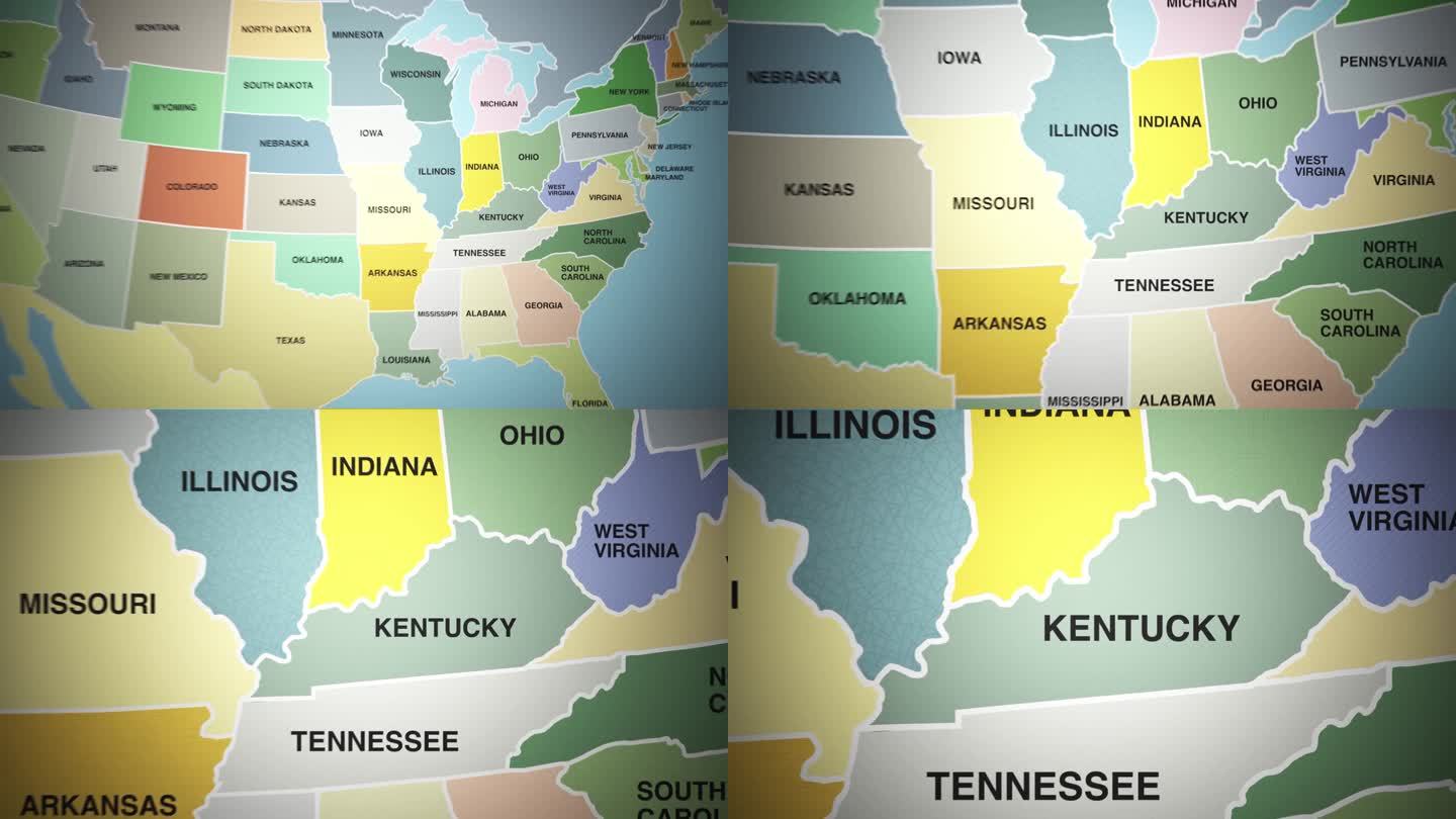 肯塔基州地图的数字动画放大
