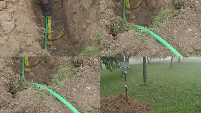 在土壤中铺设光缆的机器