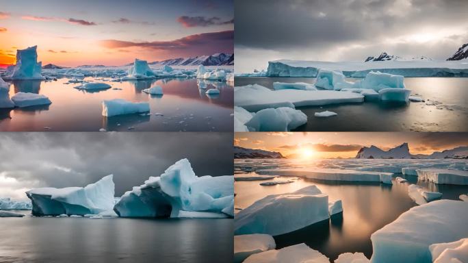 北极冰川融化气候变暖