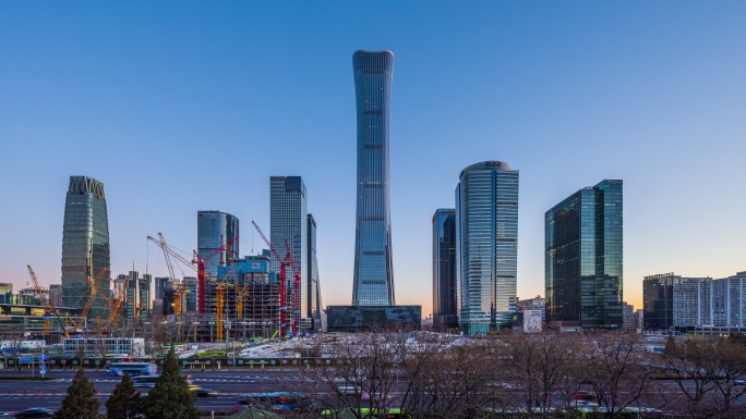 中国北京中国尊国贸商圈日出8K延时摄影