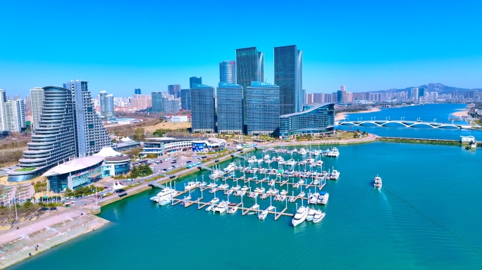 日照城市沿海航拍大景 日照市