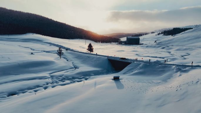 冬季雪景空镜自然生态航拍