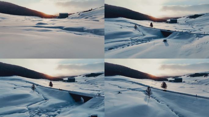 冬季雪景空镜自然生态航拍