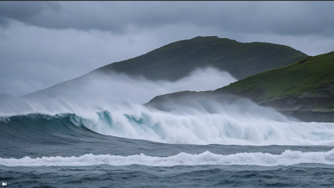 海洋浪花巨浪大海震撼冲击感空镜头