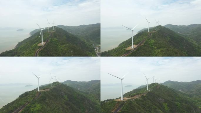 中国广东泰山川岛上川岛风电场鸟瞰图