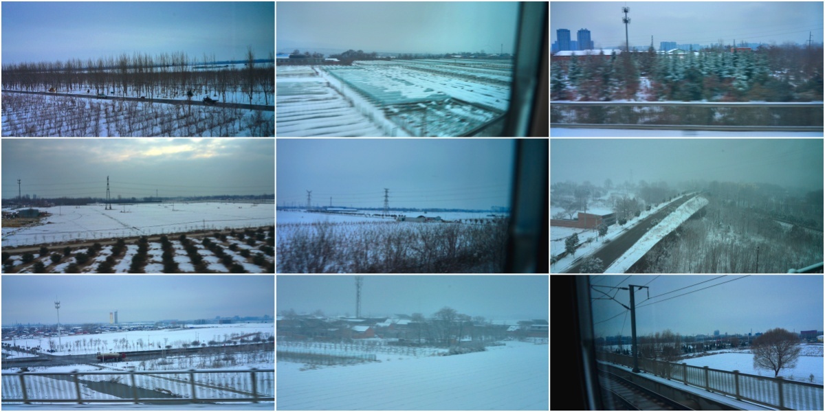 冬季火车窗外美丽雪景 白雪茫茫自然风光