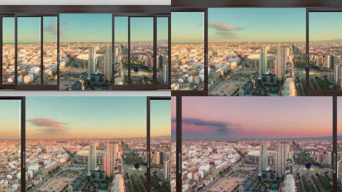 valencia skyline cityscape seen through window tim