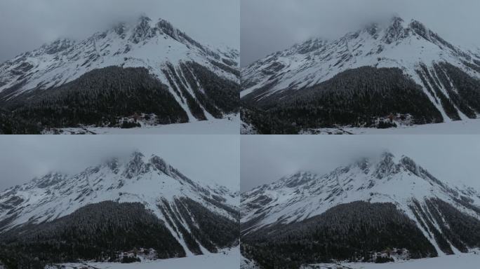 西藏林芝地区墨脱县多雄拉雪山高空航拍