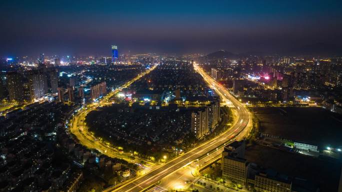 湖州宣传片快速路夜景延时