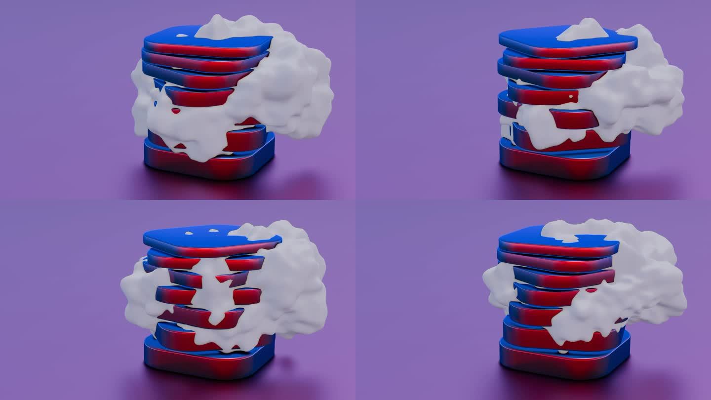 服务器和云的3D诠释，象征着物理和虚拟数据存储的集成