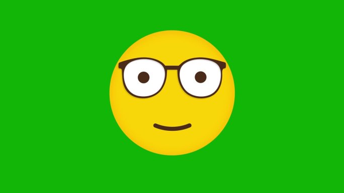 表情符号书呆子动画图标-绿色屏幕背景上的4K动画