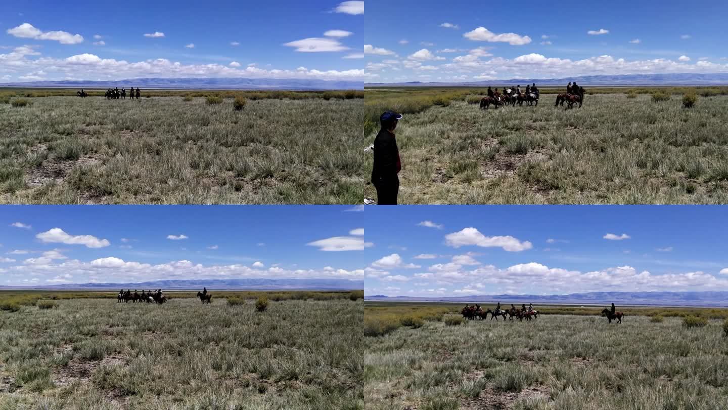 新疆巴里坤：草原上哈萨克族刁羊比赛
