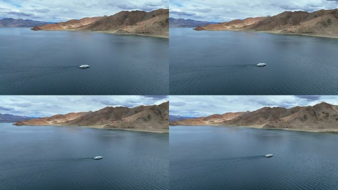 西藏阿里地区狮泉河班公措高空航拍